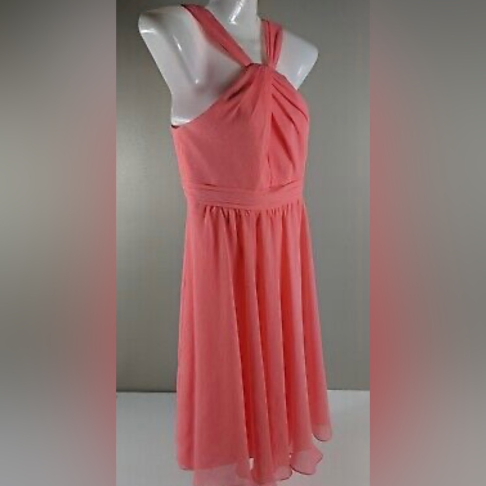 David’s bridal Coral Reef Halter Cocktail Bridesmaid dress